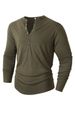 Men's Casual Long Sleeve Button-Up T-Shirt - Classic Round Neck Solid Color Top For Outdoor & Daily Wear_viptrois.com