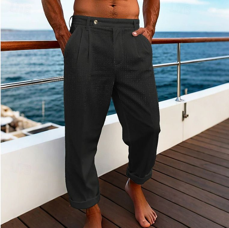 Men's Clothing Trousers Summer Trousers Beach Pants Pocket Flatpack Comfortable Breathable Holiday Day Hawaii_viptrois.com