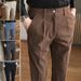 Men's Corduroy Pants Slim Fit Casual Trousers – Korean-Inspired Straight Leg Style (28-36, Brown/Black/Khaki/Gray/Blue, Lightweight )_viptrois.com