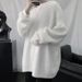 Loom Autumn Winter Thickened Crew Neck Sweater For Men, Loose Fit, Casual Style, White Long Sleeve Knitted Jacket, Korean_viptrois.com