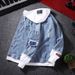 Men's Clothing Hooded Denim Jacket For Men Trendy Casual All Match Tops Spring And Autumn Couple Fake Two Piece Jacket_viptrois.com