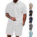 Men's Jacquard Polo Shirt & Shorts Set - Breathable Summer Outfit For Casual & Sports | Quick-Dry & Anti-Wrinkle Fabric_viptrois.com