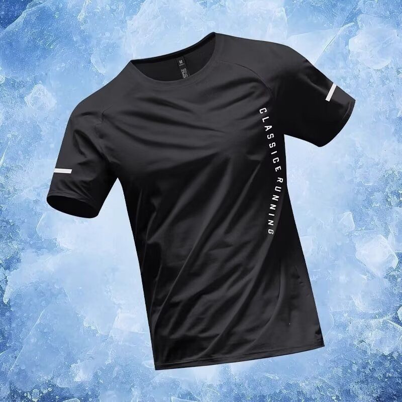 Lightweight Ice Silk Summer Loose-fit T-shirt For Men, Breathable Training Top, Running Short-sleeve Quick-dry Sports_viptrois.com