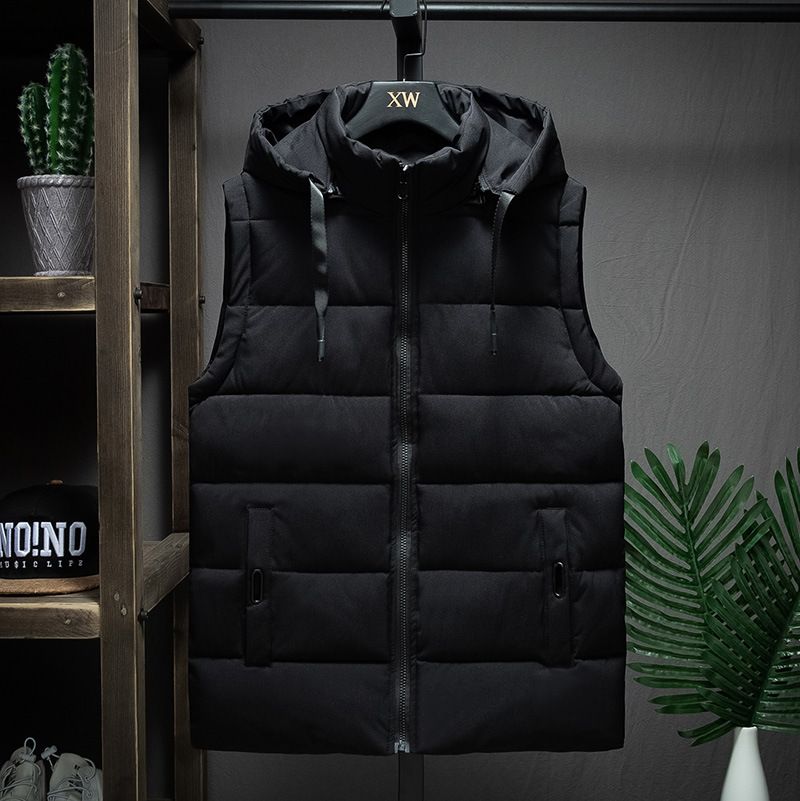 Men's Clothing Detachable Hat Autumn And Winter Men's Sleeveless Cotton Vest Warm Thick Men's Coat Vest_viptrois.com