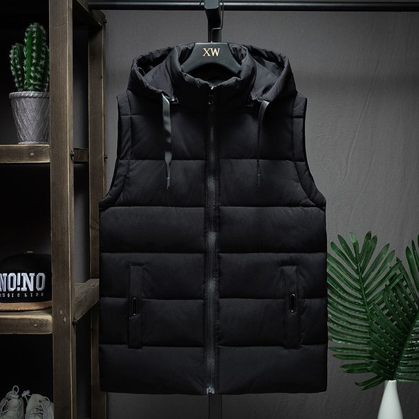 Men's Clothing Detachable Hat Autumn And Winter Men's Sleeveless Cotton Vest Warm Thick Men's Coat Vest_viptrois.com