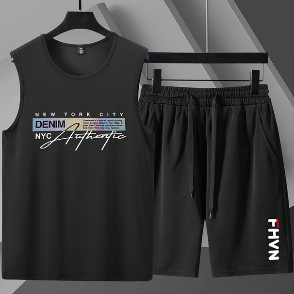 Men's Clothing Plus Size Sports Suit Men's Clothes Breathable Trend Fat Short Sleeve Sleeveless T Shirt Quick Drying Vest Summer_viptrois.com
