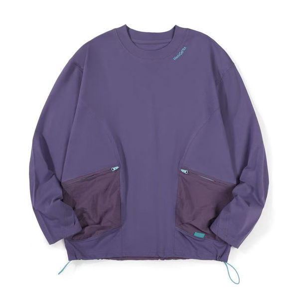 Men's Clothing Men's Oversized Pullover Hoodie - Y2K Streetwear Style, Cotton Blend, Drawstring Pocket Detail (Brown/Purple/Gray, S-XL Weight-Based)_viptrois.com