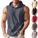 Men's Sports Fitness Training Zipper Hooded Cardigan Sleeveless Loose Breathable Vest_viptrois.com