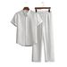 Men's Bamboo Wrinkle Textured Short Sleeve Shirt And Pants Set - Soft Breathable Casual Loungewear For Summer_viptrois.com