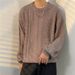 Men's Clothing Retro Twisted Sweater Ins Trendy Autumn And Winter Solid Color Knitted Sweater Loose Casual Bottoming Sweater_viptrois.com