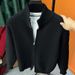 men's stand collar zipup knit cardigan – slim fit winter sweater (black/red/grey/apricot, m3xl)_viptrois.com