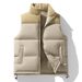 Men's Color-Block Sleeveless Vest, Thickened Warm Winter Waistcoat With Stand Collar & Double Breasted Design_viptrois.com