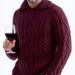 Men’s Casual Knit Sweater – Retro Cable Design, Breathable & Stretchy, Relaxed Fit For Urban Style (Grey, Navy, Wine Red & More)_viptrois.com