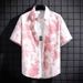 Men's Clothing Loose Short Sleeved Floral Shirt Men's Hawaiian Thai Style Beach Shirt Japanese Style Ins Handsome Trendy Tops_viptrois.com