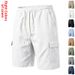 Breathable Men's Linen Work Shorts With Multiple Pockets, Lightweight & Relaxed Fit For Summer_viptrois.com