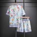 Men's Clothing Summer Shirt Shorts Suit Beach Vacation Colorful Floral Stripes 3d Digital Printing Spot_viptrois.com