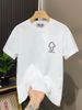 Summer New Printed White Short T-shirt Trendy Brand High-end High Count High-density Combed Cotton Half Sleeved Shirt_viptrois.com
