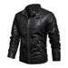 Men's Clothing PU Leather Jacket Retro Motorcycle Leather Jacket Plus Velvet Warm Men's Coat_viptrois.com