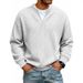 Men's Waffle-Knit Mock Layered Tee – Oversized Drop-Shoulder Long Sleeve Shirt In Lavender/Mint/Wine/Light Grey/Black/Navy/Cream/Blue (7XL Sizing)_viptrois.com