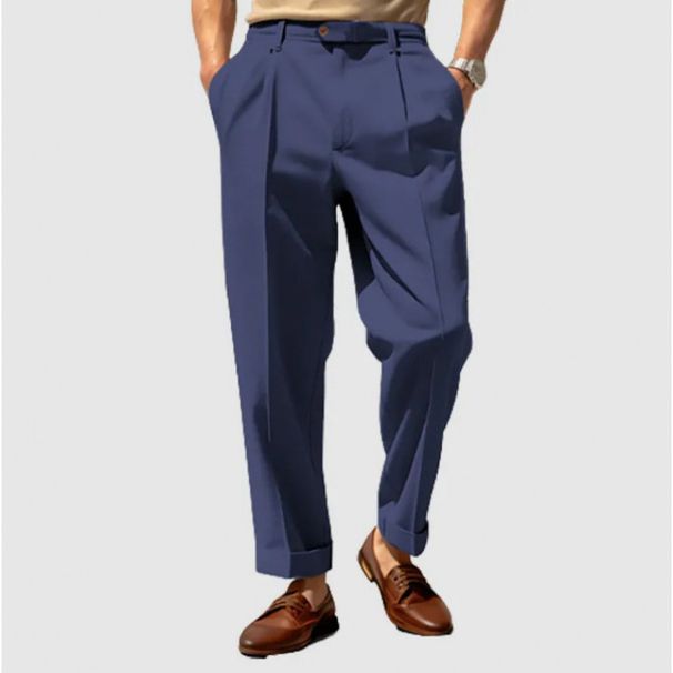Men's Formal Straight Leg Trousers Mid Waist Button Detailing Plain Color Comfortable Outdoor Everyday Fashion Dress Wholesale_viptrois.com