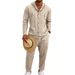 Men's Linen Blend Hooded Shirt Jacket And Relaxed Pants Set | Lightweight Casual Loungewear For Spring And Fall_viptrois.com