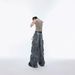 Men's Clothing Destroy Contradictions, Distressed Multi Pocket Design Jeans, Hand Painted Ripped Loose Straight Pants_viptrois.com