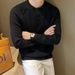 Men's Clothing Autumn And Winter New Style Henley Collar Long Sleeve Knit Sweater Men's Light Mature Business Slim Bottoming Shirt_viptrois.com