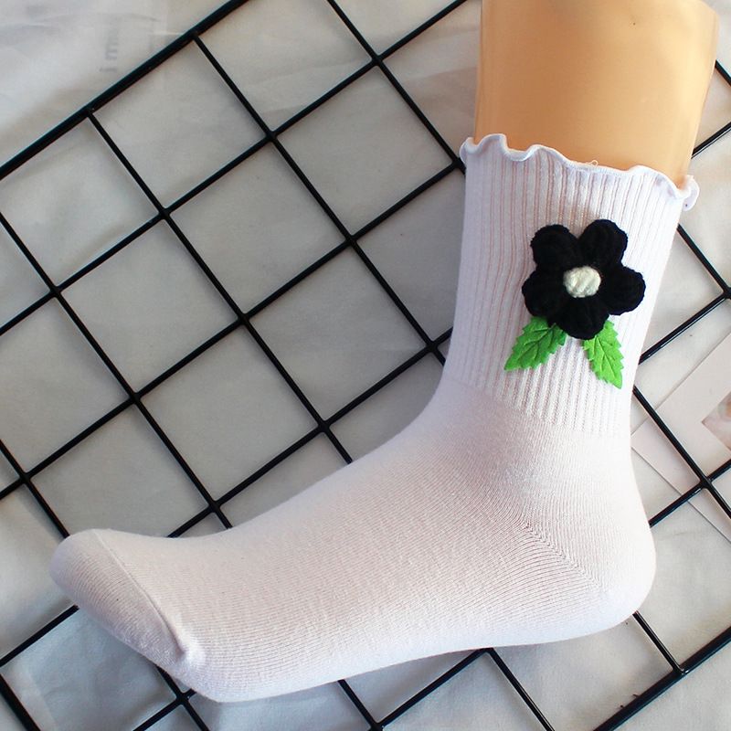 Socks New Wool Flower Women's Socks Autumn And Winter Casual Cotton Socks Warm Mid Tube Socks Women's Wood Ear Socks Trend_viptrois.com