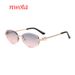 New Frameless Metal Frame Single Beam Irregular Angular Oval Sunglasses Sun Protection Sunglasses T1174_viptrois.com