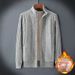 2025 Men's Jacket With Fleece, Knitted Cardigan, Stand Collar, Loose Fit, Winter Outerwear Sweater_viptrois.com