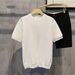 Men's Clothing T Shirt Solid Color Vertical Stripes Breathable Short Sleeve Knit T-Shirt - Solid & Striped Casual Round Neck Tee For Summer_viptrois.com