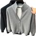 Oversized Zip-Up Knit Cardigan – Unisex Summer Pullover With Stretch Fit (Black/Gray, EU S-2XL)_viptrois.com