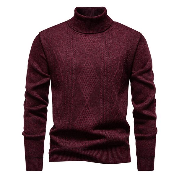 Men's Clothing Sweater Fleece Lined And Thickened High Neck Sweater Winter Warm Knit Pullover Ribbed Hem Thickened Fleece Lined Casual Tops For Dad_viptrois.com