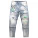 Men's Clothing Spring And Autumn Ripped Jeans Men's Slim Fit Skinny Jeans Trendy Brand Hot Diamond Light Blue Thin Long Trousers_viptrois.com