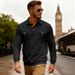 Men’s Heavyweight Long-Sleeve Polo Shirt – Winter Casual & Sports Top With Multi-Pocket Design (Navy/Black/Army Green, S-XXXL)_viptrois.com