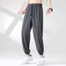 Men's Summer Thin Ice Silk New Style Jogger Sports Cropped Trendy Brand Cool Casual Long Pants_viptrois.com