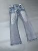 Men's Clothing Paris Style Flared Lost Videotape Ice Blue Washed Damaged Flared Jeans Clean Fit Style_viptrois.com