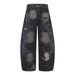 Men's Clothing American High Street Splicing Destruction Machete Jeans Women's Summer New Loose Wasteland Style Tattered Wide Leg Trousers Trend_viptrois.com