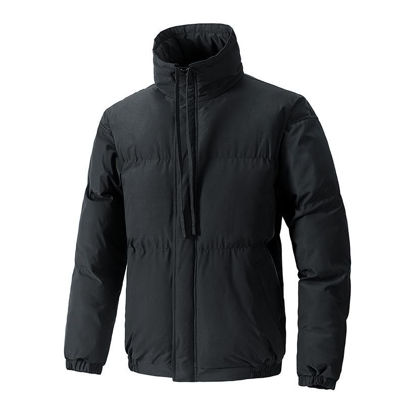 Unisex Plus-Size Stand Collar Winter Jacket - Thickened Polyester Padded Coat With Multiple Pockets, All-Season Warm & Stylish_viptrois.com