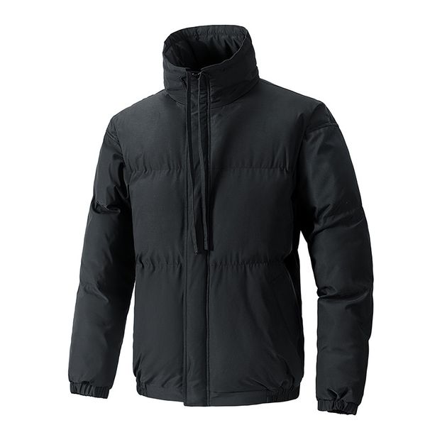 Unisex Plus-Size Stand Collar Winter Jacket - Thickened Polyester Padded Coat With Multiple Pockets, All-Season Warm & Stylish_viptrois.com