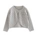 Mother & Kids Girls' Cotton Knit Cardigan With Bow Detail - Lightweight Summer Cover-Up For Toddlers & Kids (Sizes 66-130cm) - White/Gray/Pink_viptrois.com