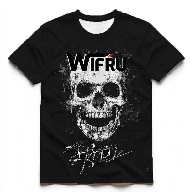 Men's Clothing Cotton T Shirt Fashion Men's Short Sleeved Top Punk Style Skull 3d Direct Injection T Shirt_viptrois.com