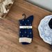 Songmu Light Retro Navy Blue "bow Knot Korean Socks Women's Mid Tube Socks Designer Pure Cotton Socks_viptrois.com