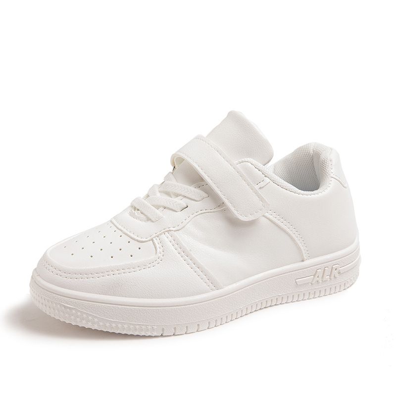 Children's Shoes Campus Leather Soft Sole White Shoes Boys' Casual Versatile Children's Sneakers Girls' Pure Black Running Shoes_viptrois.com