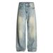 Men's Clothing Retro Washed Jeans Straight Simple Personality Cleanfit Trousers For Men And Women_viptrois.com