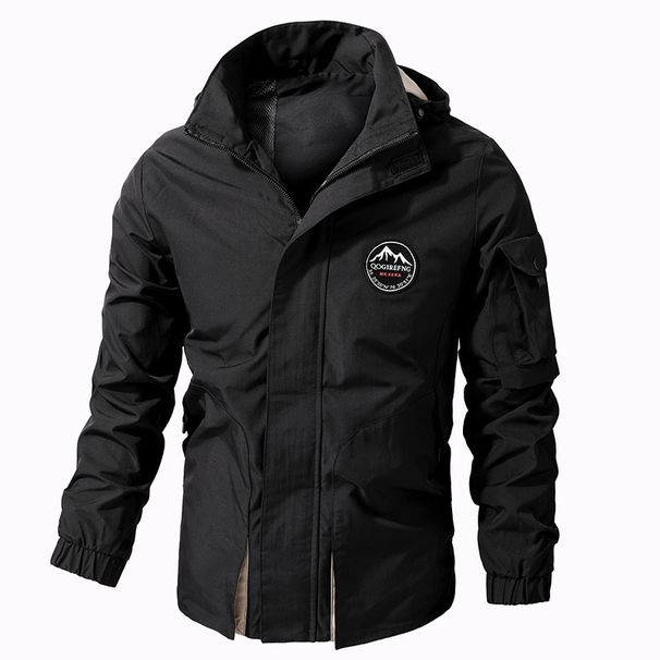 Men's Clothing Detachable Hood Windbreaker Jacket – Lightweight Waterproof & Windproof Polyester Coat For Outdoor Activities (Khaki/Black/Army Green)_viptrois.com