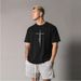 Fitness Pure Cotton T-shirt Men's 240g Heavy Short Sleeves, Men's Crew Neck Loose Plus Size Top Casual Sweat Absorption_viptrois.com