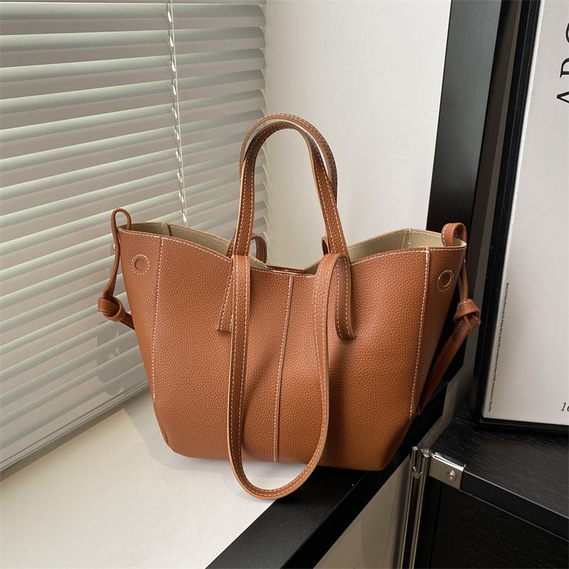 Women's Bags Trendy Lychee Pattern Tote Bag For Women Texture Large Capacity Commuting Shoulder Messenger Bag_viptrois.com