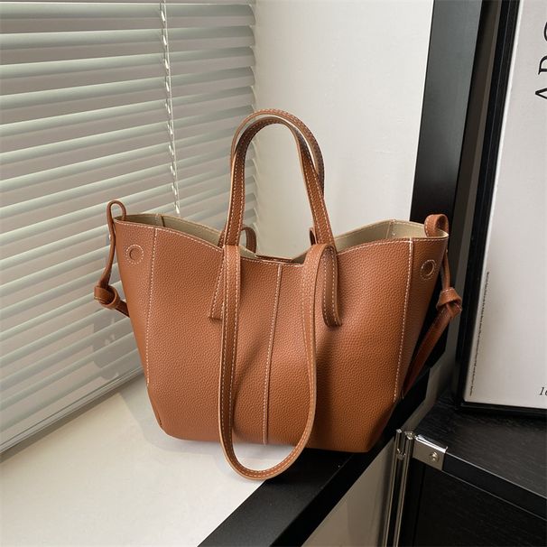 Women's Bags Trendy Lychee Pattern Tote Bag For Women Texture Large Capacity Commuting Shoulder Messenger Bag_viptrois.com