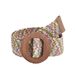 Women's Belts Summer PP Straw Woven Elastic Colorful Wooden Square Buckle Belt Webbing_viptrois.com